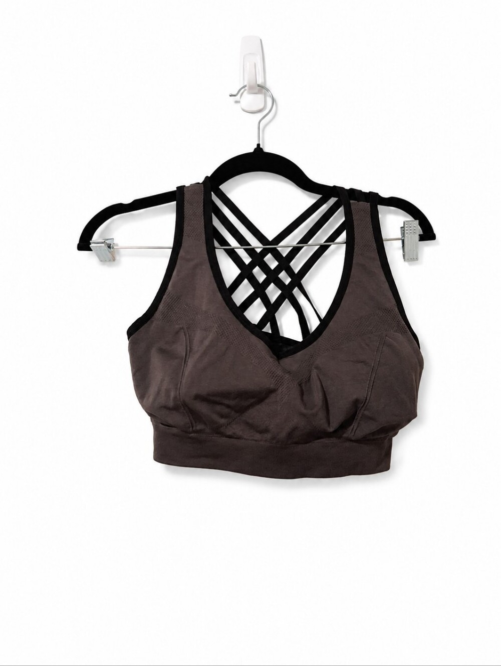 Women's 3XL Seamless Sports Bra Gray Criss Cross Back Wireless Athleisure Active